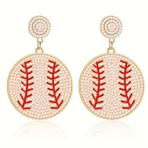 ⚾✨ Baseball Rhinestone Statement Dangle Earrings ✨⚾
